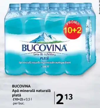 Selgros BUCOVINA Apă minerală naturală plată 10+2 x 0.5 l Ofertă