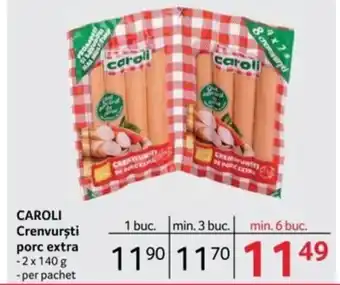 Selgros CAROLI Crenvurşti porc extra 2x 140 g per pachet Ofertă