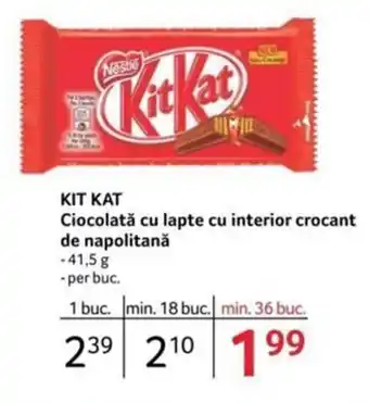 Selgros KIT KAT Ciocolată cu lapte cu interior crocant de napolitană 41.5g Ofertă