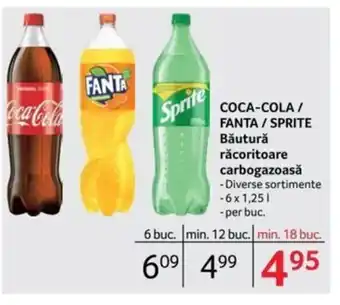 Selgros COCA-COLA / FANTA / SPRITE Băutură răcoritoare carbogazoasă 6 x 1.25l Ofertă