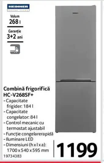 HEINNER Combină frigorifică HC-V268SF+