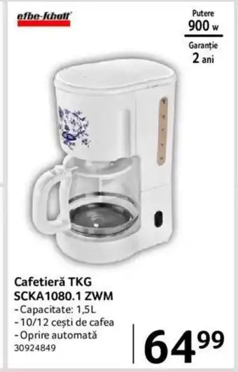Selgros Cafetieră TKG SCKA1080.1 ZWM 900w Ofertă