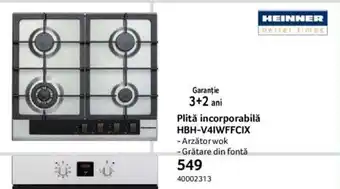 Selgros HEINNER Plită incorporabilă HBH-V4IWFFCIX Ofertă