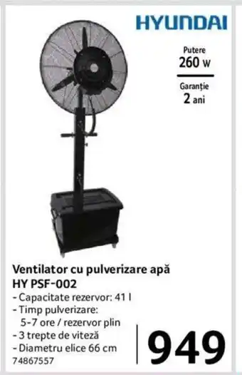 Selgros HYUNDAI Ventilator cu pulverizare apă HY PSF-002 260w Ofertă