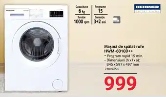 Selgros HEINNER Maşină de spălat rufe HWM-6010D++ Ofertă