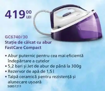 PHILIPS Stație de călcat cu abur Fast Care Compact GC6740/30