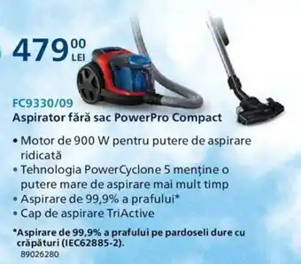 PHILIPS Aspirator fără sac PowerPro Compact FC9330/09 900w