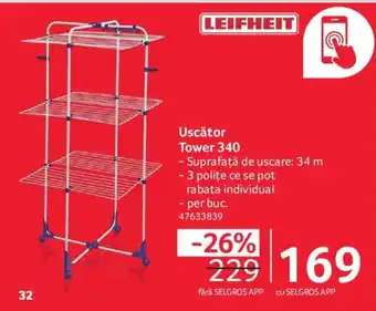 Selgros LEIFHEIT Uscător Tower 340 per buc Ofertă