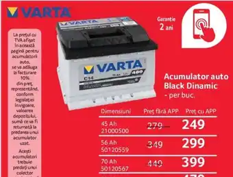 Selgros VARTA Acumulator auto Black Dinamic 70Ah Ofertă