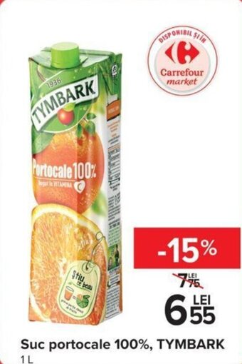 Carrefour Suc portocale 100%, TYMBARK, 1L Ofertă