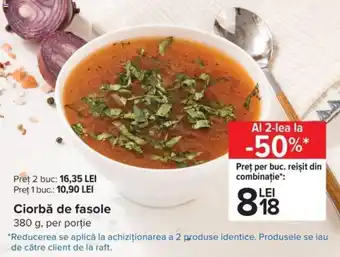 Carrefour Ciorbă de fasole, per 380 g, per porție Ofertă