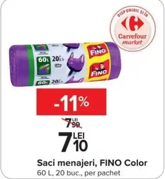 Carrefour Saci menajeri, FINO Power 120 L, 10 buc. Ofertă