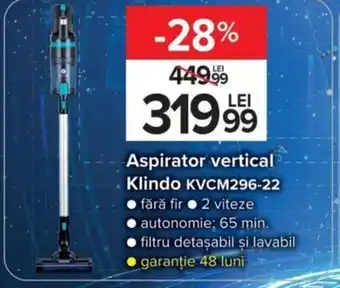 Carrefour Aspirator vertical Klindo KVCM296-22 Ofertă