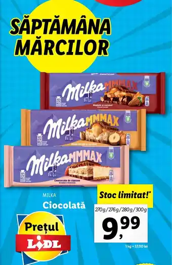 Lidl MILKA Ciocolată 270/276/280/300g Ofertă