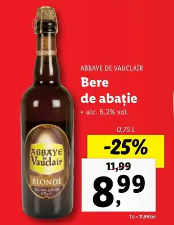 Lidl ABBAYE DE VAUCLAIR Bere de abație 0,75L Ofertă