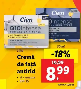Lidl CIEN Cremă de faţă 50ml Ofertă
