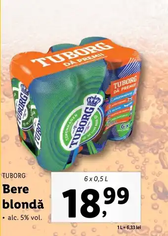 Lidl TUBORG Bere blondă 6x0,5L Ofertă