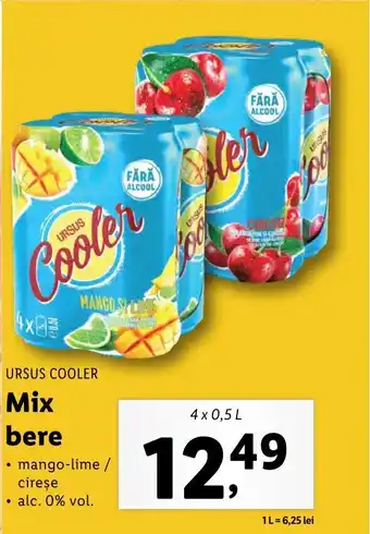 Lidl URSUS COOLER Mix bere 4x0,5L Ofertă