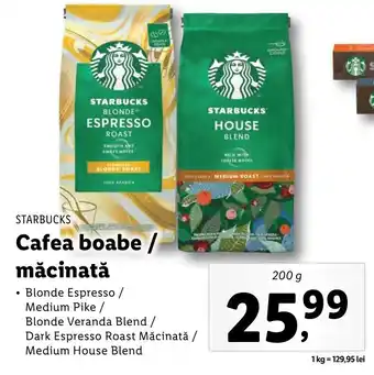 Lidl STARBUCKS Cafea boabe / măcinată, 200g Ofertă