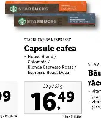 STARBUCKS BY NESPRESSO, Capsule cafea, 53/57g