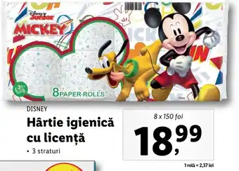 Lidl DISNEY Hârtie igienică cu licenţă, 8x150foi Ofertă