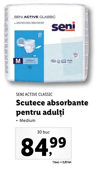 Lidl SENI ACTIVE CLASSIC, Scutece absorbante pentru adulți, 30buc Ofertă