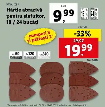 Lidl PARKSIDE Hârtie abrazivă pentru șlefuitor, 18/24 bucăți 1 set Ofertă