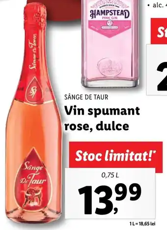Lidl SÂNGE DE TAUR Vin spumant rose, dulce, 0,75L Ofertă
