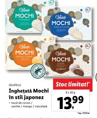 Lidl GELATELLI Îngheţată Mochi în stil japonez 6x30g Ofertă