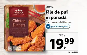 Lidl VITASIA File de pui în panadă 500g Ofertă