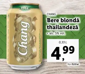 Lidl CHANG Bere blondă thailandeză 0,33L Ofertă