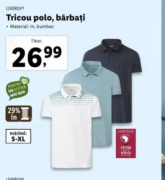 Lidl LIVERGYⓇ Tricou polo, bărbați 1buc. Ofertă