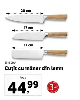 Lidl ERNESTOⓇ Cuţit cu mâner din lemn 1 buc. Ofertă