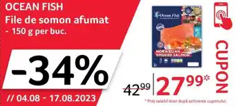 Selgros OCEAN FISH File de somon afumat 150 g per buc. Ofertă