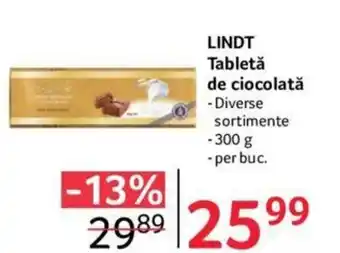 Selgros LINDT Tabletă de ciocolată 300g Ofertă