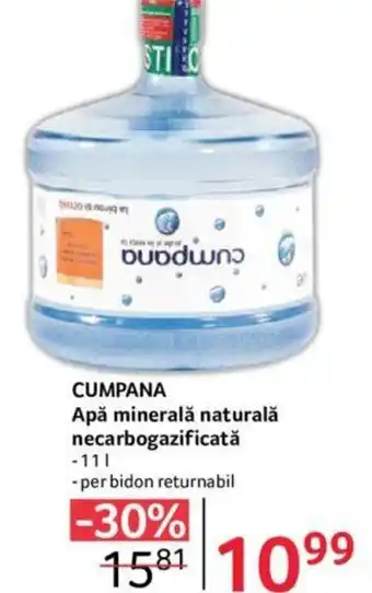 Selgros CUMPANA Apă minerală naturală necarbogazificată 11L Ofertă