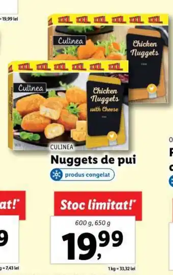 Lidl CULINEA Nuggets de pui 600,650g Ofertă