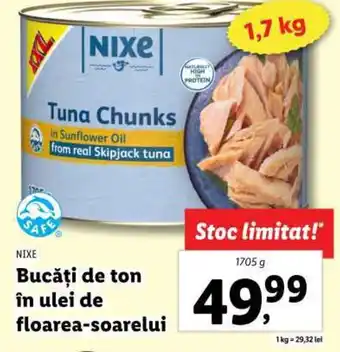 Lidl NIXE Bucăţi de ton în ulei de floarea-soarelui 1705g Ofertă