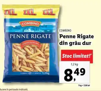 Lidl COMBINO Penne Rigate sana grande din grâu dur 1,2kg Ofertă