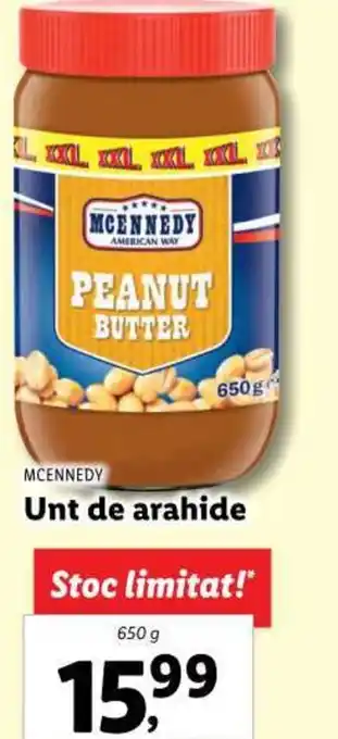 Lidl MCENNEDY Unt de arahide 650g Ofertă
