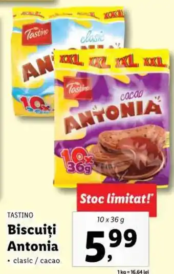 Lidl TASTINO Biscuiţi Antonia 10x36g Ofertă