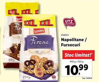 Lidl SONDEY Napolitane / Fursecuri 440g/550g Ofertă