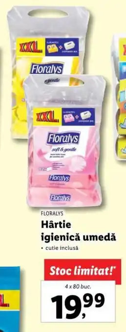 Lidl FLORALYS Hârtie igienică umedă 4x80buc. Ofertă