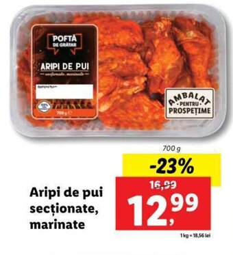 Lidl Aripi de pui secționate marinate 700g Ofertă