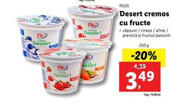 Lidl PILOS Desert cremos cu fructe 250g Ofertă