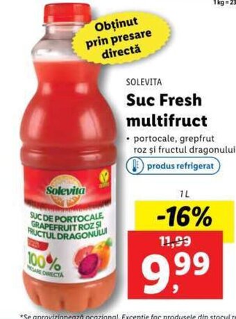 Lidl SOLEVITA Suc Fresh multifruct 1L Ofertă