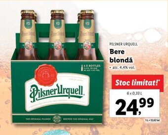 Lidl PILSNER URQUELL Bere blondă 6 x 0,33L Ofertă