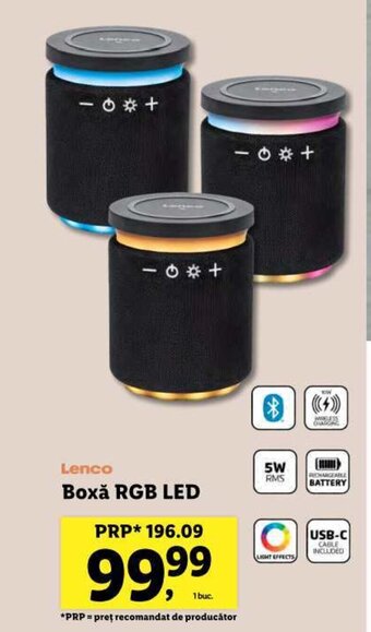 Lidl Lenco Boxă RGB LED 1 buc. Ofertă