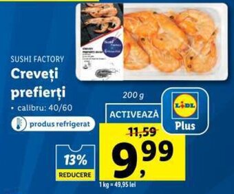 Lidl SUSHI FACTORY Creveţi prefierţi 200g Ofertă