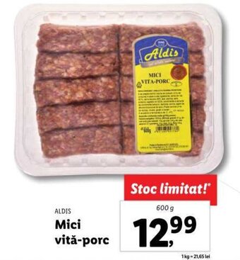 Lidl ALDIS Mici vită-porc 600g Ofertă